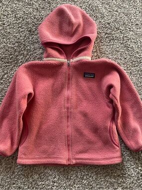 Patagonia Kids Coral Pink Hooded Fleece Zip Jacket